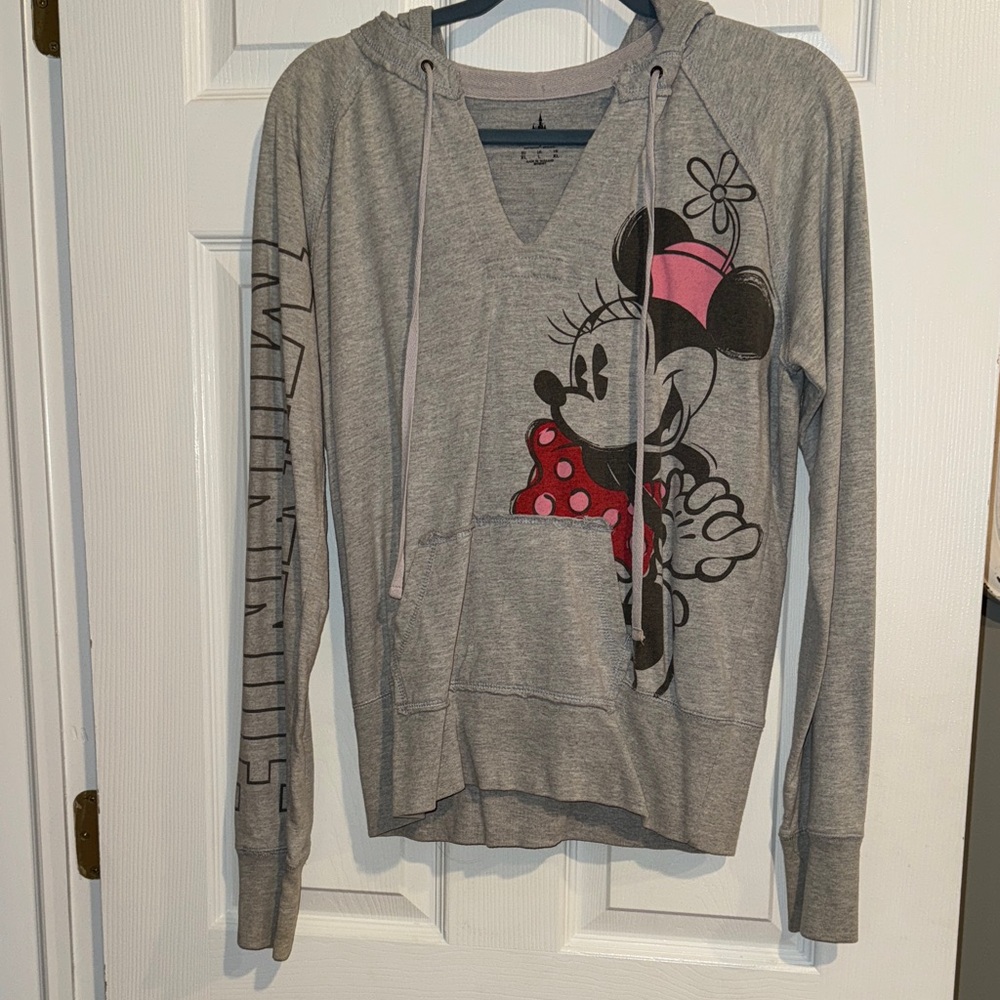 Disney Gray Minnie Mouse V-Neck Sweater